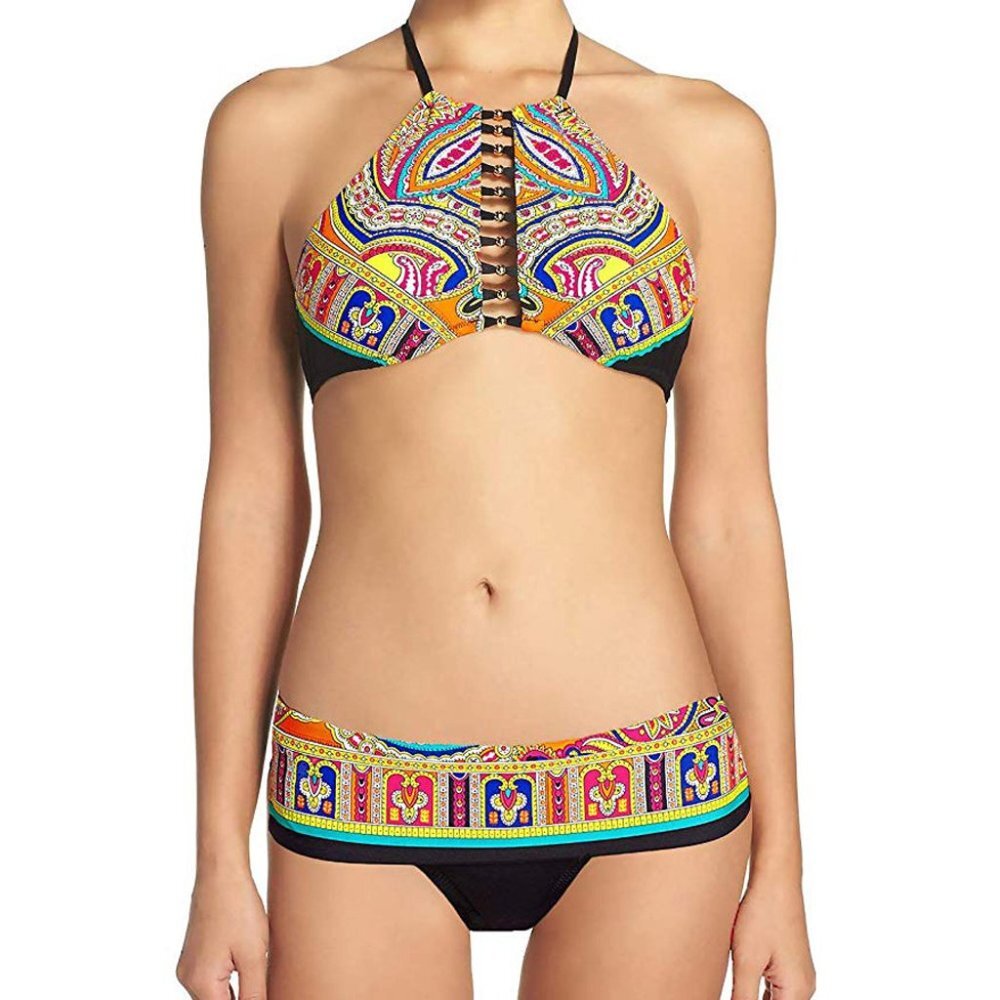 NWT Trina Turk Women Nepal High Neck Top & Banded Hipster Set 12